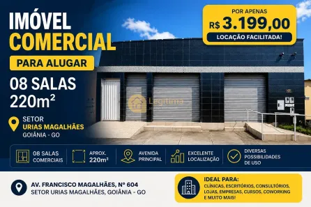 Sala Comercial para alugar, 220m² no Setor Urias Magalhães, Goiânia