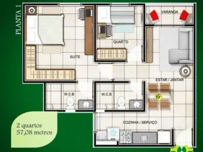 Apartamento com 2 Quartos à venda, 57m² no Tabuleiro do Martins, Maceió