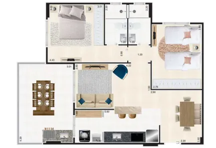 Apartamento com 2 Quartos à venda, 77m² no Centro, Mongaguá