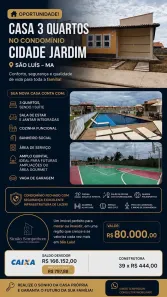 Casa de Condomínio com 3 Quartos à venda, 65m² no Vila Piramide, Paço do Lumiar