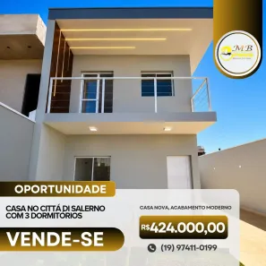 Casa de Condomínio com 3 Quartos à venda, 85m² no Residencial Cittá di Salerno, Campinas