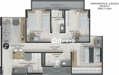 Apartamento com 3 Quartos à venda, 71m² no Jóquei, Teresina