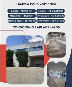 Galpão/Depósito/Armazém para alugar, 1091m² no Techno Park, Campinas
