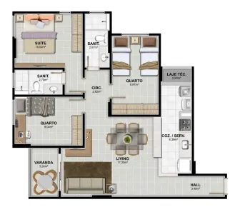 Apartamento com 3 Quartos à venda, 77m² no Jabotiana, Aracaju