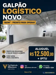 Galpão/Depósito/Armazém para alugar, 180m² no Cerâmica, São Caetano do Sul