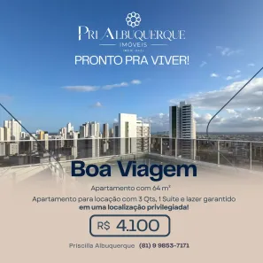 Apartamento com 3 Quartos para alugar, 64m² no Boa Viagem, Recife