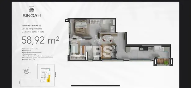 Apartamento com 2 Quartos à venda, 58m² no Jardim Goiás, Goiânia