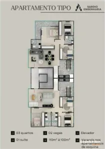 Apartamento com 3 Quartos à venda, 90m² no Cabral, Contagem