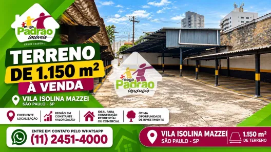 Lote/Terreno à venda, 1150m² no Vila Isolina Mazzei, São Paulo