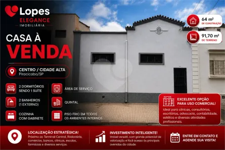 Casa com 2 Quartos à venda, 64m² no Cidade Alta, Piracicaba
