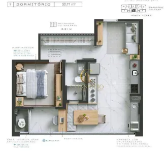 Apartamento com 1 Quarto à venda, 50m² no Jardim das Colinas, São José dos Campos