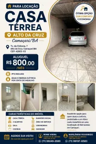 Casa com 2 Quartos para alugar, 60m² no Alto da Cruz, Camaçari