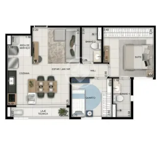 Apartamento com 2 Quartos à venda, 59m² no Setor Bueno, Goiânia