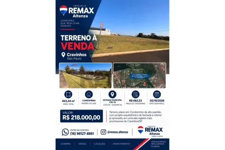 Lote/Terreno à venda, 403m² no , Cravinhos