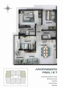Apartamento com 3 Quartos à venda, 60m² no São Francisco, Ilhéus
