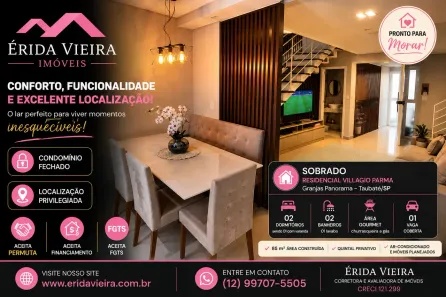 Casa de Condomínio com 2 Quartos à venda, 92m² no Granjas Panorama, Taubaté