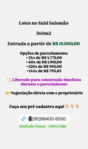 Lote/Terreno à venda, 360m² no Said Salomão, Boa Vista