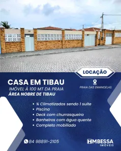 Casa com 3 Quartos para alugar, 180m² no Praia das Emanoelas, Tibau