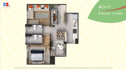 Apartamento com 2 Quartos à venda, 52m² no Residencial de Lorenzi, Boituva