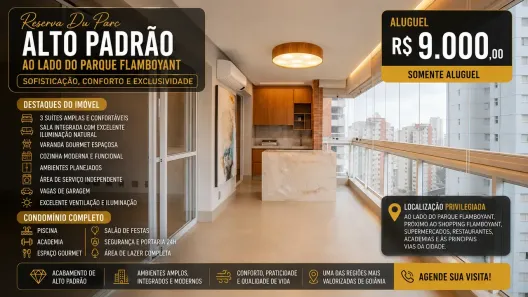 Apartamento com 3 Quartos para alugar, 180m² no Jardim Goiás, Goiânia