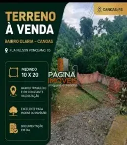 Lote/Terreno à venda, 200m² no Olaria, Canoas