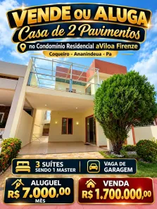 Casa de Condomínio com 3 Quartos à venda, 200m² no Quarenta Horas (Coqueiro), Ananindeua