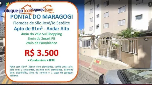 Apartamento com 3 Quartos para alugar, 82m² no Floradas de São José, São José dos Campos