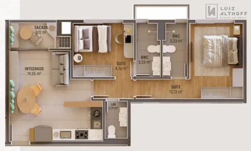 Apartamento com 2 Quartos à venda, 68m² no Pedra Branca, Palhoça