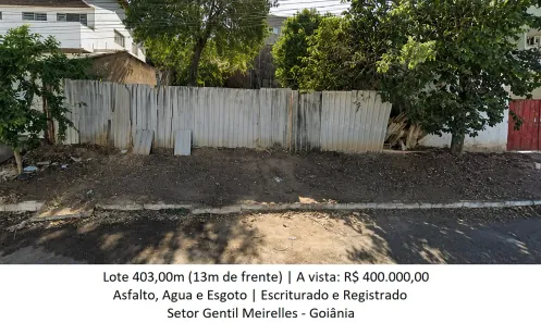 Lote/Terreno à venda, 400m² no Setor Gentil Meireles, Goiânia