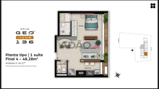 Apartamento com 1 Quarto à venda, 49m² no Setor Marista, Goiânia