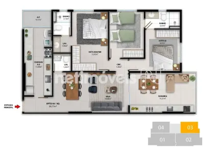 Apartamento com 3 Quartos à venda, 97m² no Mata da Praia, Vitória