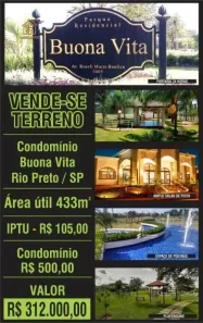 Lote/Terreno à venda, 457m² no Parque Residencial Buona Vita, São José do Rio Preto
