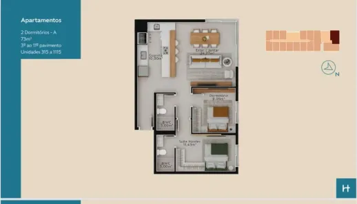 Apartamento com 2 Quartos à venda, 73m² no Pedra Branca, Palhoça