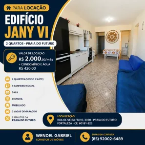 Apartamento com 2 Quartos para alugar, 42m² no Praia do Futuro I, Fortaleza