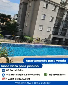 Apartamento com 3 Quartos à venda, 65m² no Vila Metalúrgica, Santo André