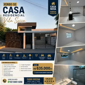 Casa de Condomínio com 3 Quartos à venda, 130m² no Tarumã, Manaus