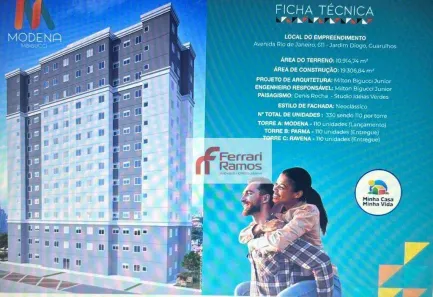 Apartamento com 2 Quartos à venda, 44m² no Jardim Diogo, Guarulhos