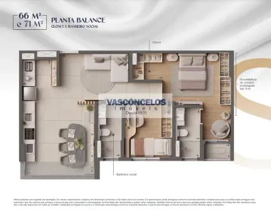 Apartamento com 2 Quartos à venda, 68m² no Jardim Apolo I, São José dos Campos