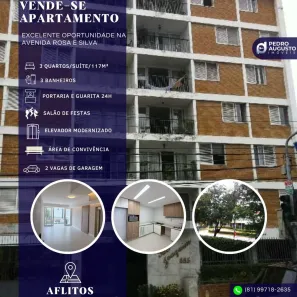 Apartamento com 3 Quartos à venda, 117m² no Aflitos, Recife