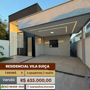 Casa de Condomínio com 3 Quartos à venda, 200m² no Tarumã, Manaus