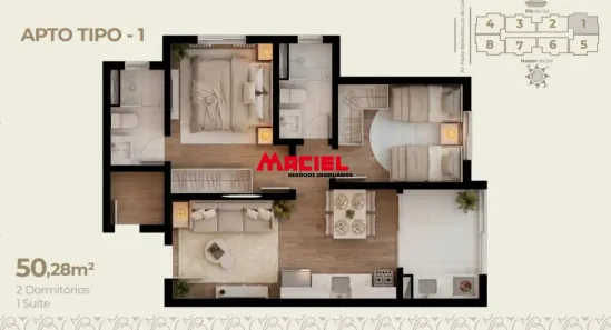 Apartamento com 2 Quartos à venda, 55m² no Condomínio Recanto da Baronesa, São José dos Campos