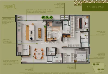Apartamento com 3 Quartos à venda, 117m² no Jundiaí, Anápolis