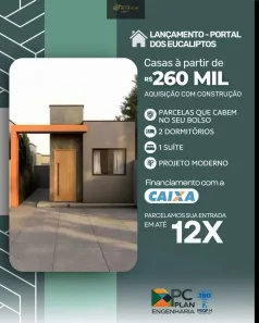 Casa com 2 Quartos à venda, 58m² no Residencial e Comercial Portal dos Eucaliptos, Pindamonhangaba