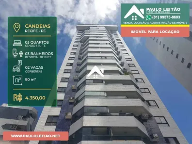 Apartamento com 3 Quartos para alugar, 90m² no Piedade, Jaboatão dos Guararapes