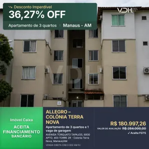 Apartamento com 3 Quartos à venda, 73m² no Colônia Terra Nova, Manaus