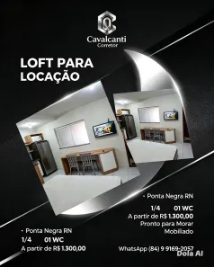 Apartamento com 1 Quarto para alugar, 20m² no Ponta Negra, Natal