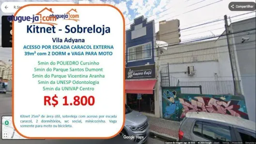 Kitnet com 2 Quartos para alugar, 25m² no Vila Adyana, São José dos Campos
