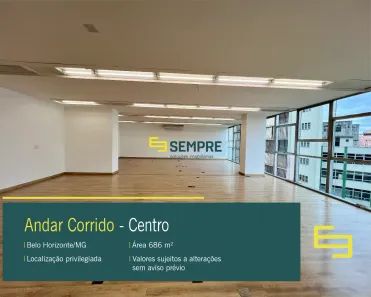 Sala Comercial para alugar, 686m² no Centro, Belo Horizonte