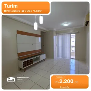 Apartamento com 2 Quartos para alugar, 58m² no Ponta Negra, Manaus