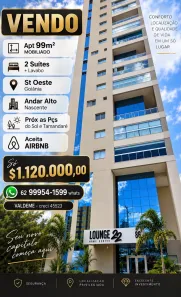 Apartamento com 2 Quartos à venda, 99m² no Setor Oeste, Goiânia